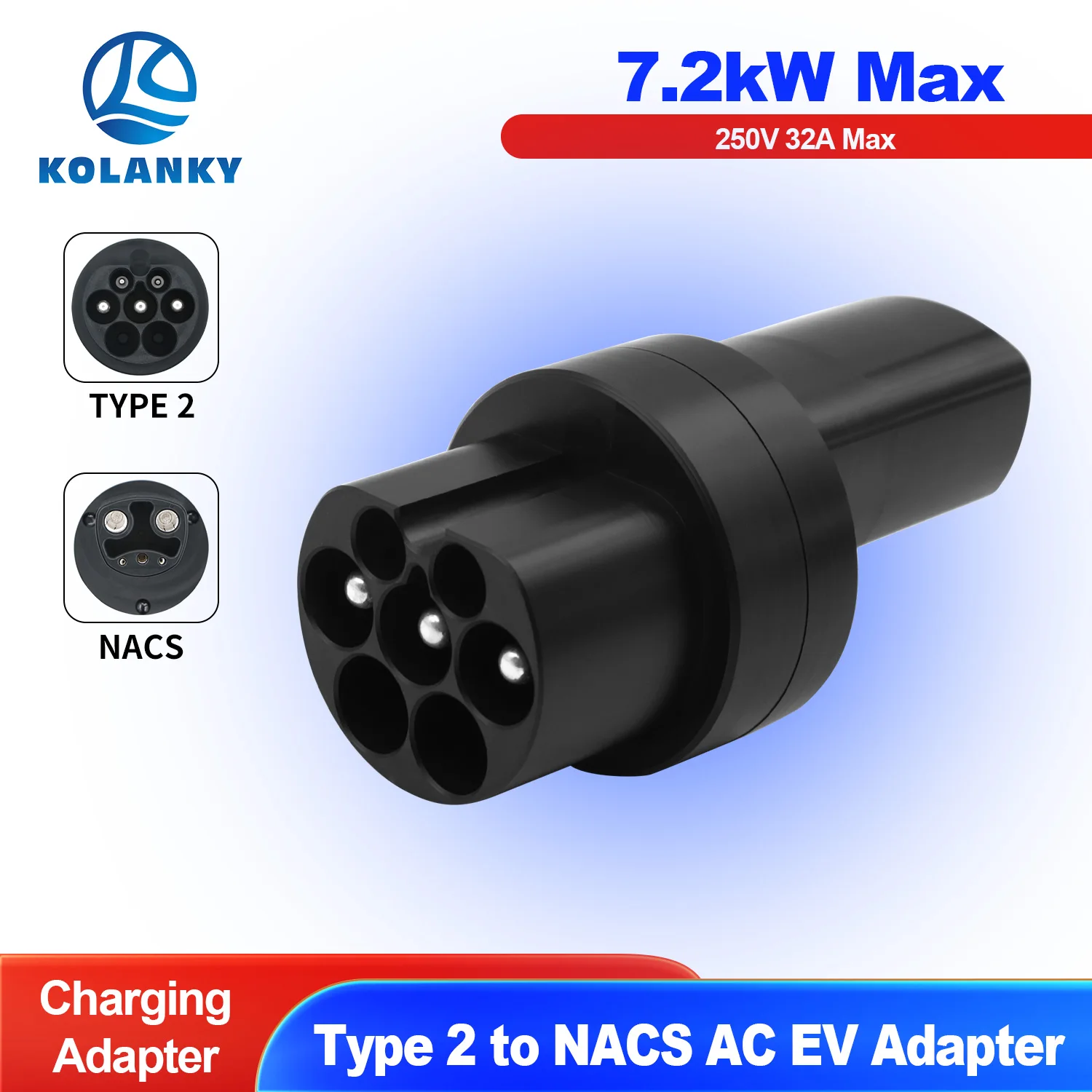 

Kolanky Type 2 To Tesla AC 40A EV Charger Adapte Electric Vehicle Charging Connector Plug Converte For Tesla Model S/X/3/Y