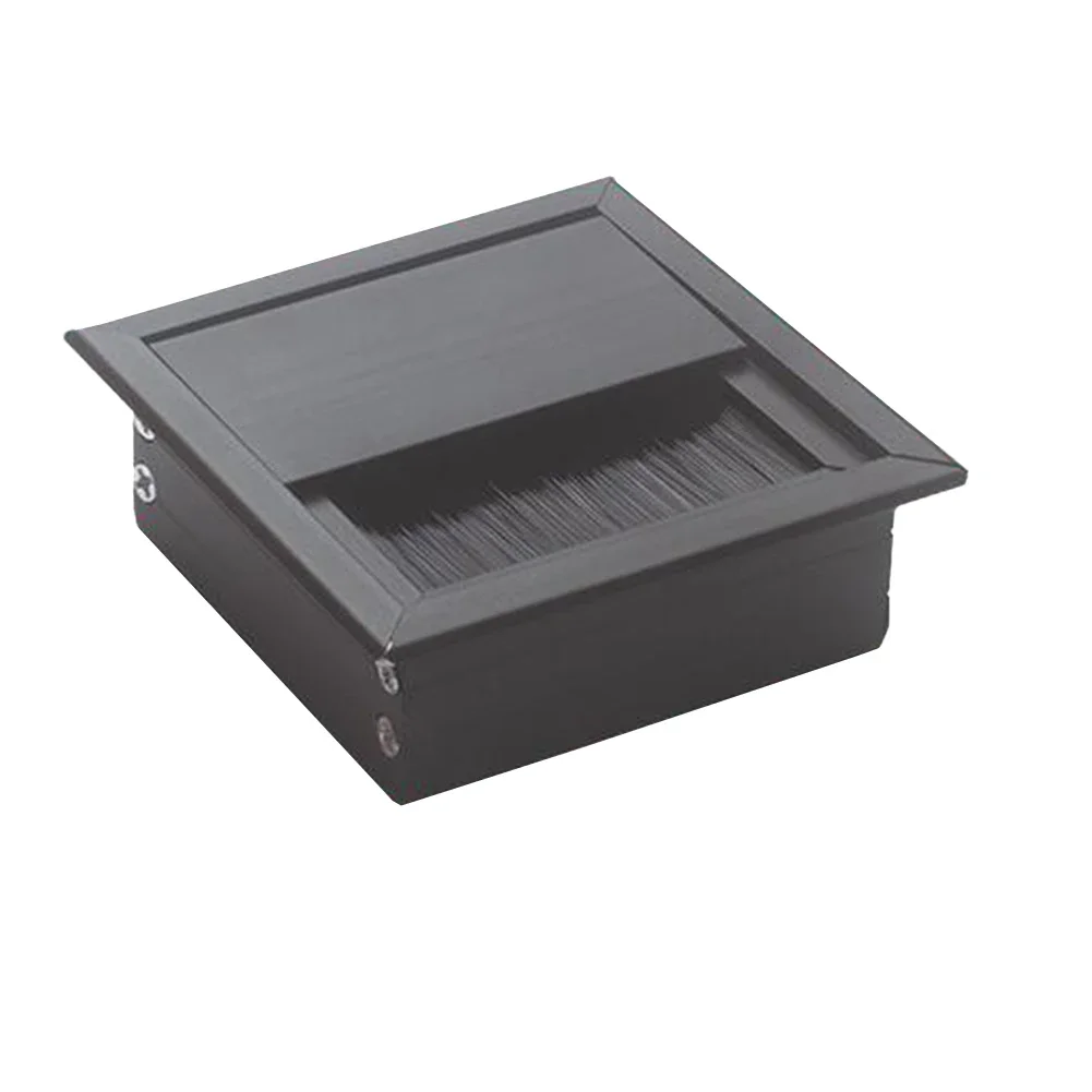 Tampa do buraco do cabo de fio, tampa do buraco do ilhó, saída quadrada, liga de alumínio, mesa, computador, pc, cabo de mesa, suporte de linha