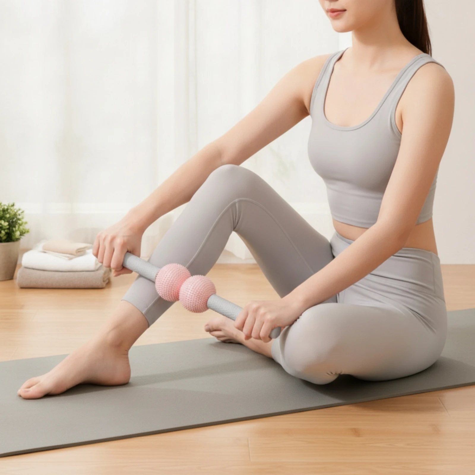 Handheld Massage Stick with Silicone Rollers Pain Relief Self-Massage Roller Stick Whole Body Ergonomic for Fitness Enthusiasts