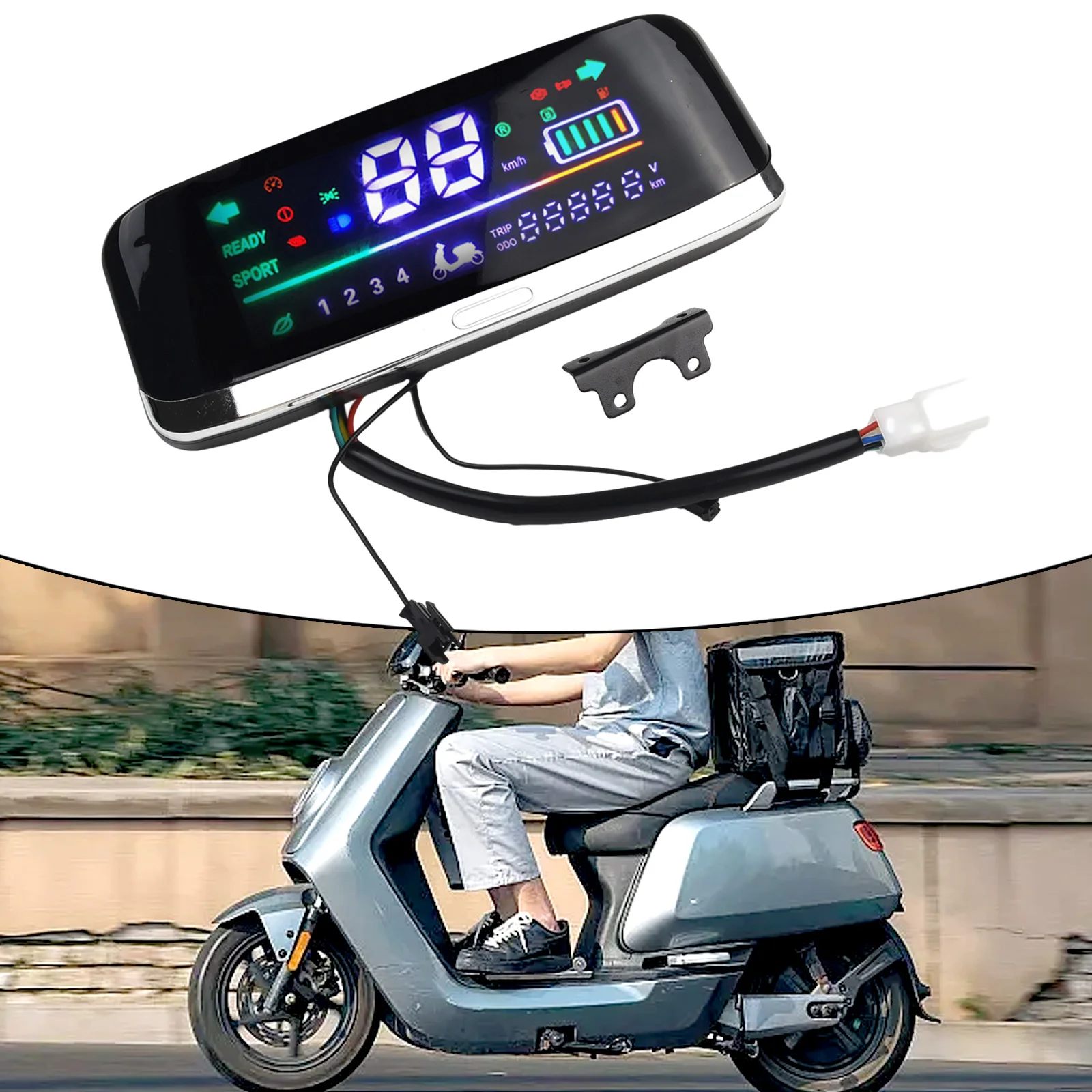 

Scooter LCD Display Replaceable LCD Speedmeter Screen for Electric Bike Ebike Scooter Compatible with 48 72V Vehicles
