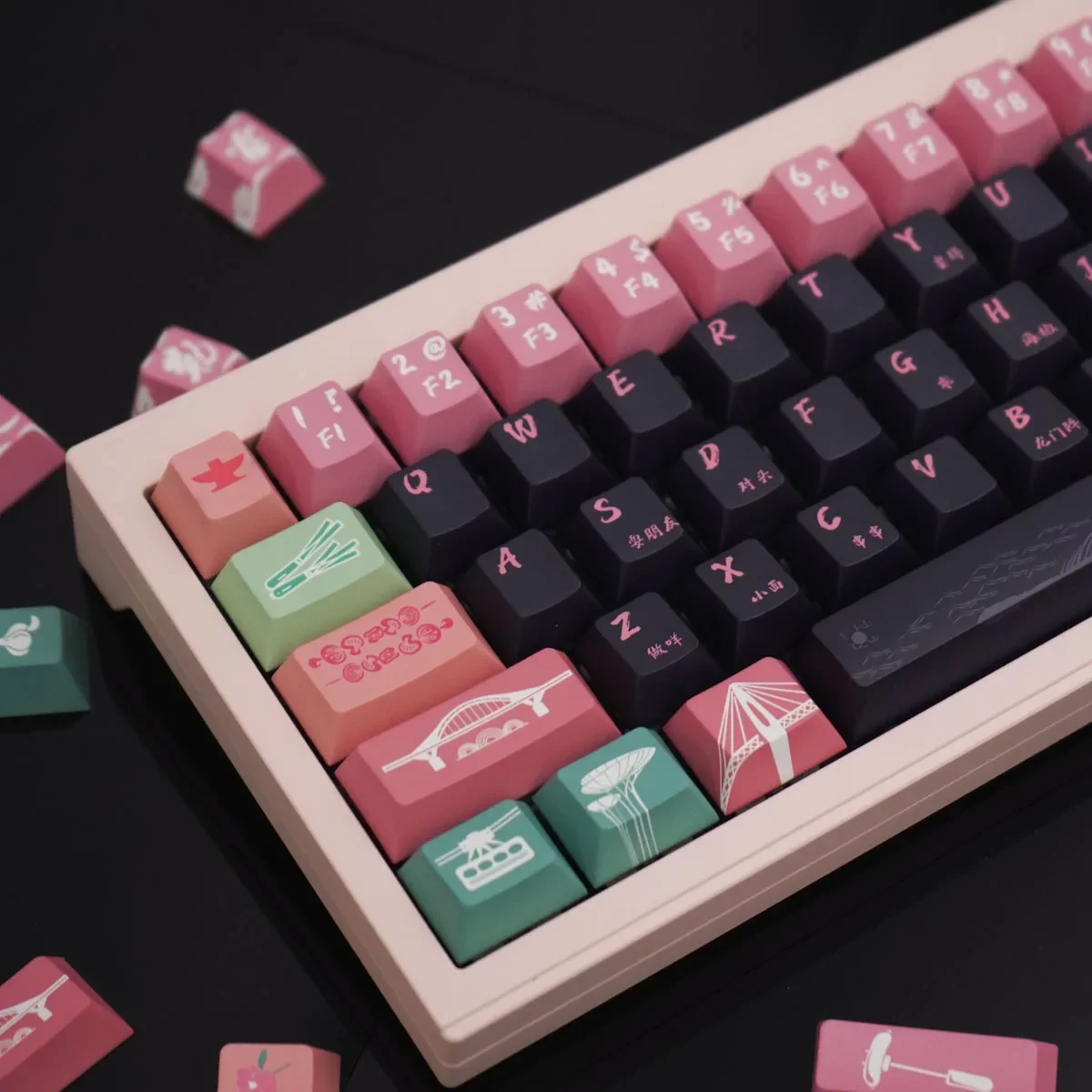 

City-Full Mechanical Keyboard Keycaps 152 Keys PBT Sublimation Cherry Original Factory Height