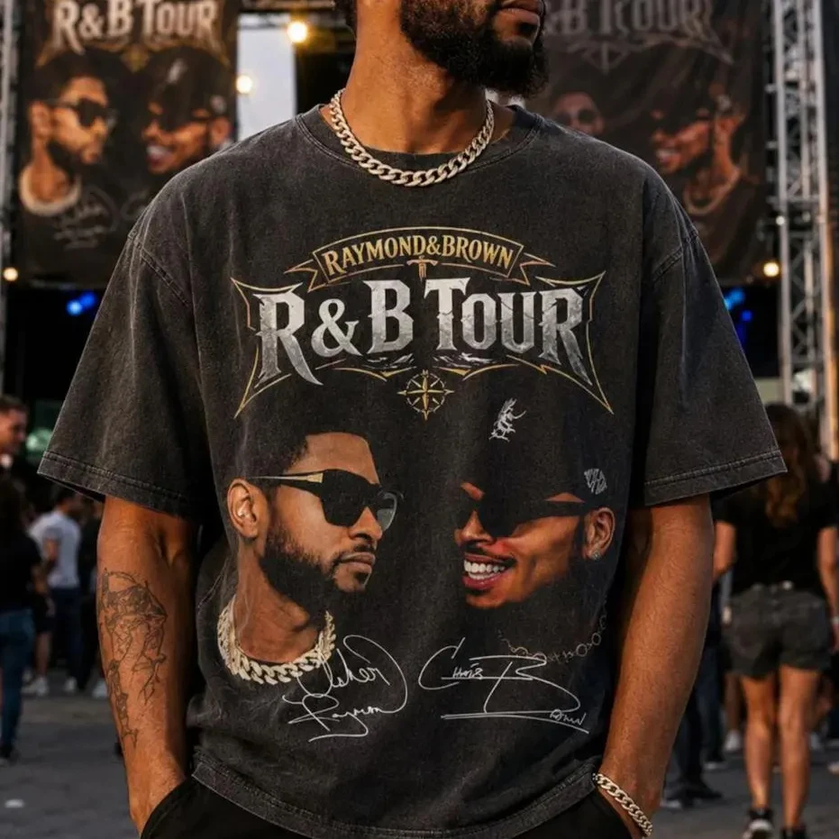 Usher x Chris Brown Tour Shirt 2026 R&B Tour 2026 Concert T-Shirt Tour Dates Urban Music Fan Shirt Hip Hop Graphic Tee