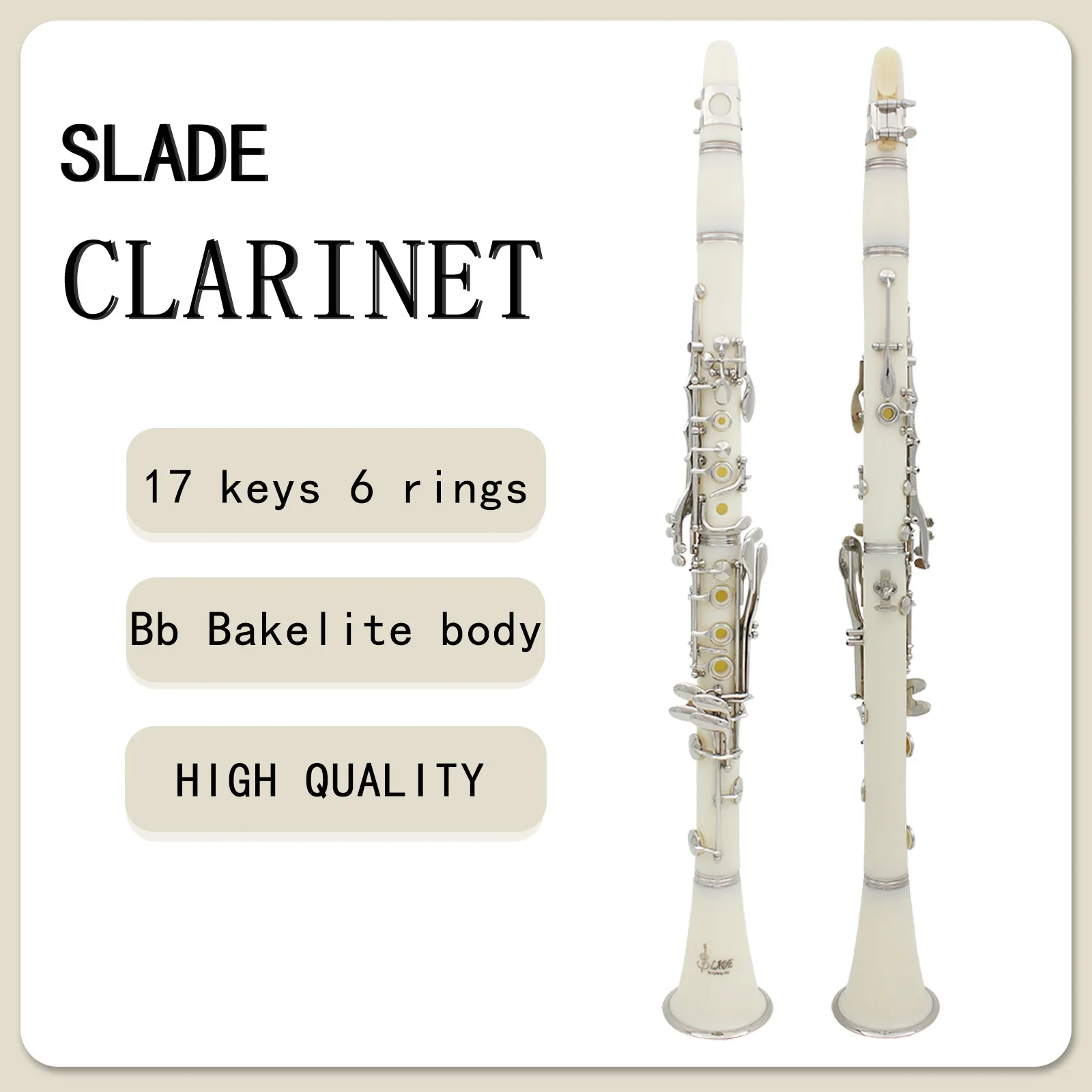 

SLADE Clarinet Bb 17 Keys 6 Rings Clarinet Blackwinds White Clarinetto Portable Clarinet Professional Woodwind Instruments