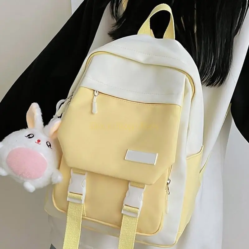 X90D Contrast Color Small Backpack College College College Nylon Captop Bag for Daily