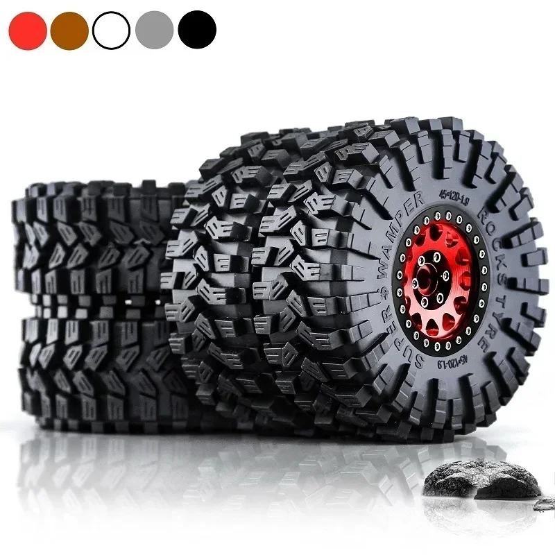 

RC 120mm Metal"1.9 Beadlock Wheel Rim Rubber Tire Set for 1/10 RC Crawler Car Traxxas TRX4 RC4WD D90 Axial SCX10 II III MST