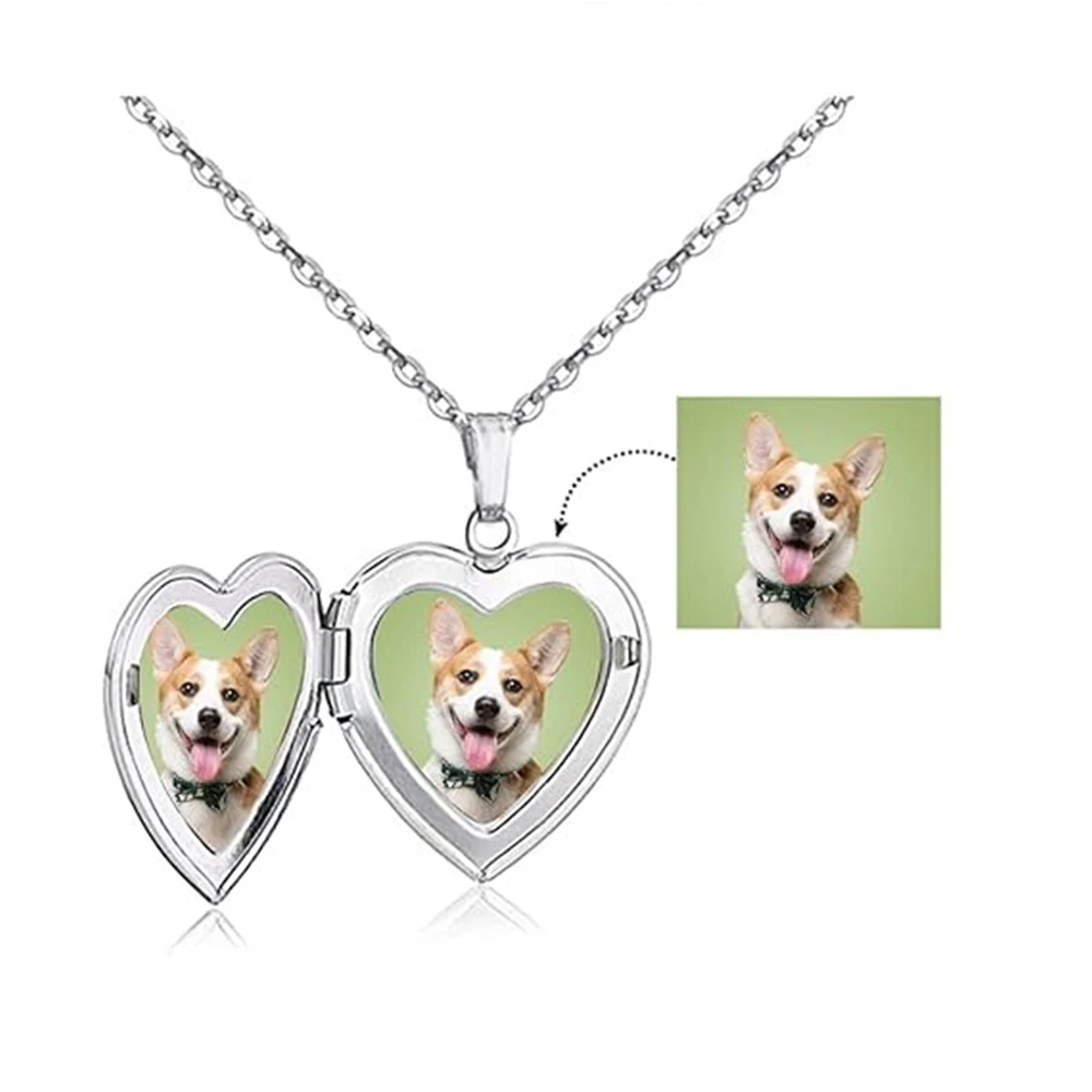 

Stainless Steel Personalized Locket Necklace for Women Custom Photo Heart Pendant Necklace Valentine's Day Gift
