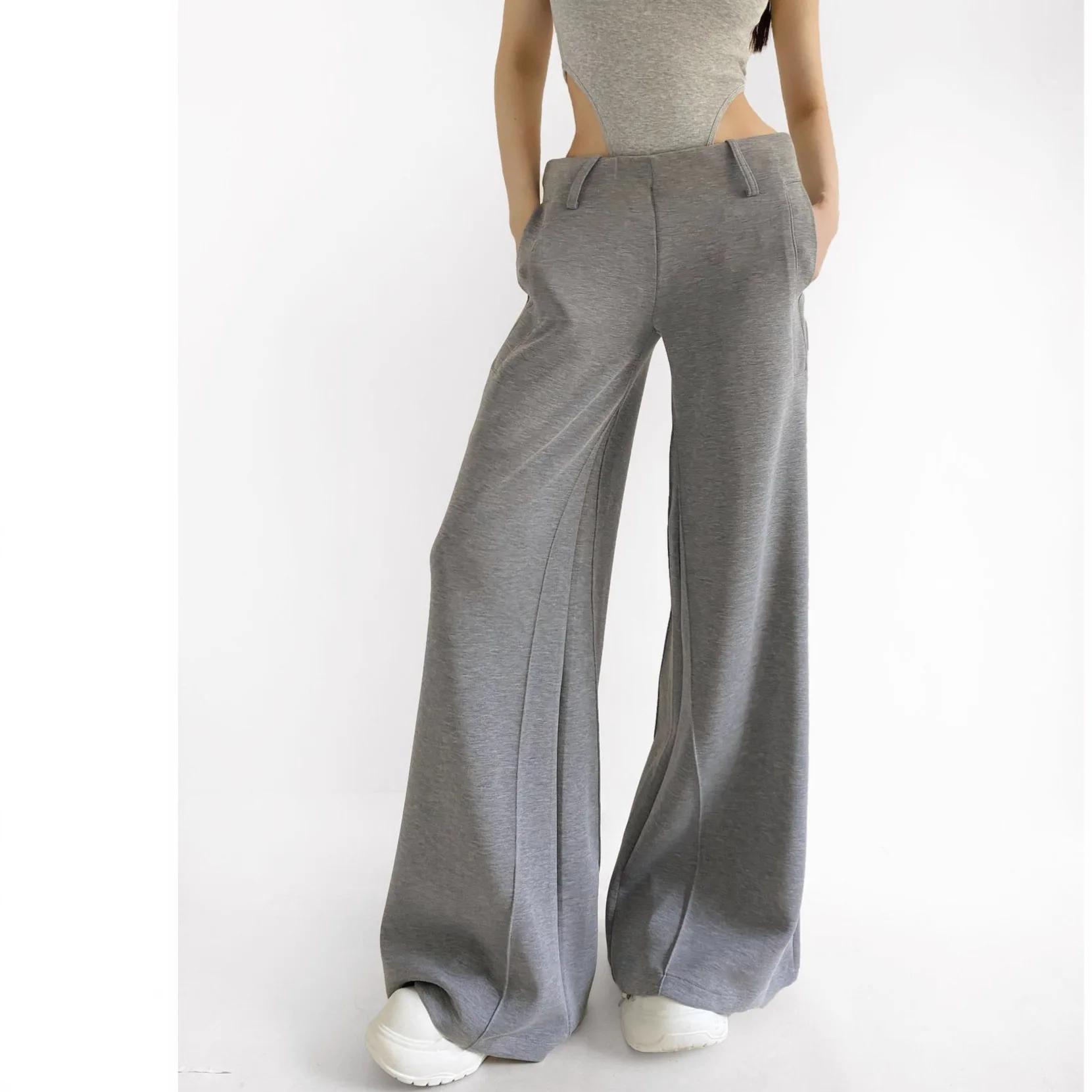 Slimming Drape-effect Suit-style Wide-leg Sweatpants For Women 2025 Autumn Collection American Style Low-waisted Versatile RVUO