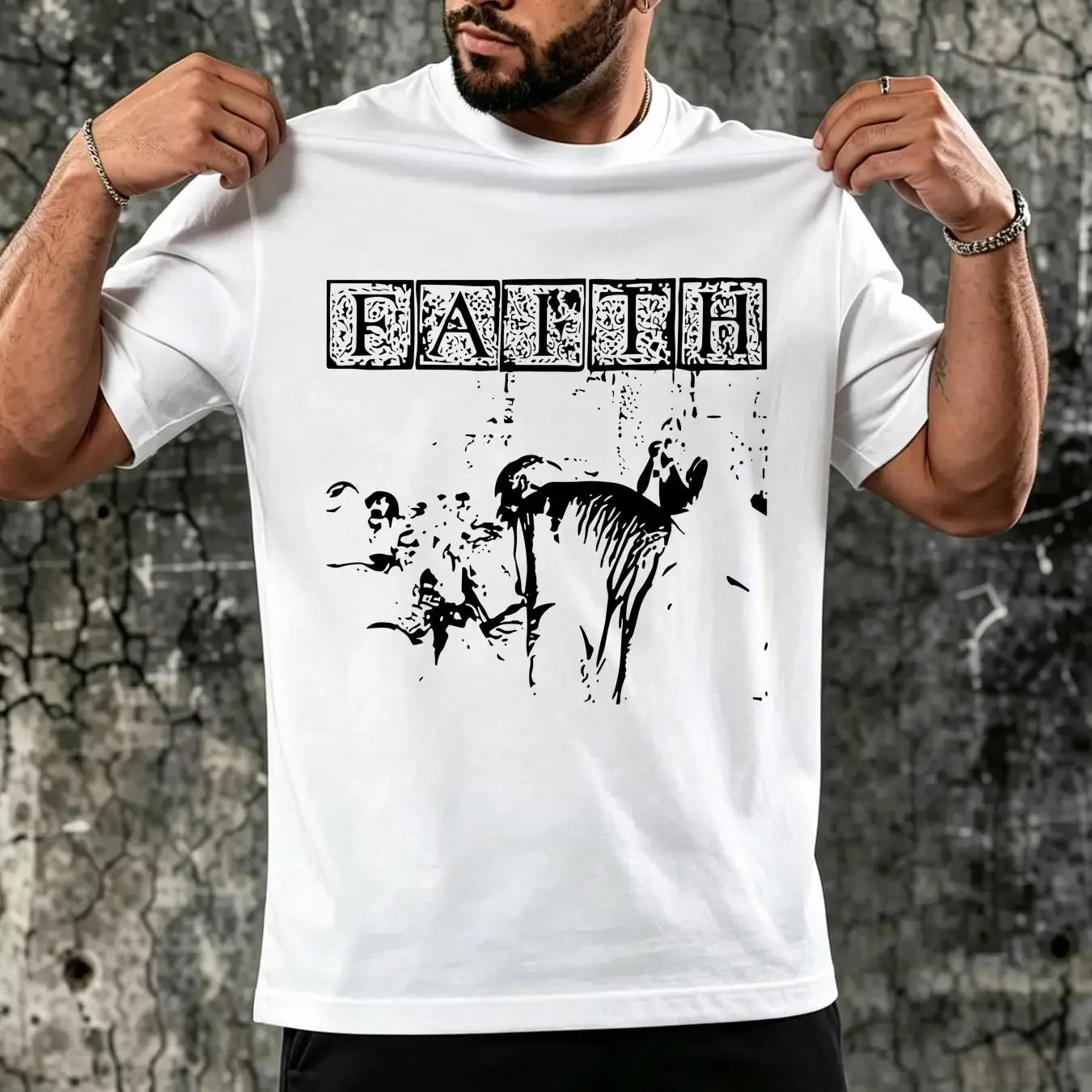 washed T Shirt The Faith D C Hardcore 1980's Dischord Records Men's L Black RARE long or short sleeves vintage Washed Unisex