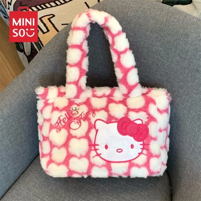 Millennium Hot Girl 2024 Plush Hello Kitty Single Shoulder Handbag for Girls Fashion Korean Version Versatile Commuter Lolita