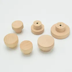 Natural Wood Hook Clothes Hanger Wall Mounted Round Decorative Key Holder Door Handle Bathroom Accessories Decorative Hooks