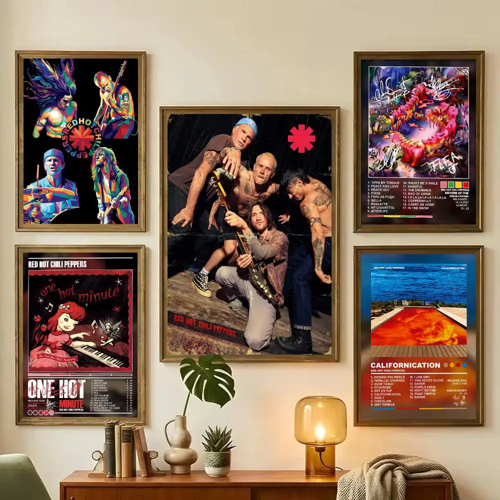 R-Red Hot C-Chili Peppers Painting Calligraphy Stylish Canvas Poster Wall Art for Living Room Bedroom Office Home Decor