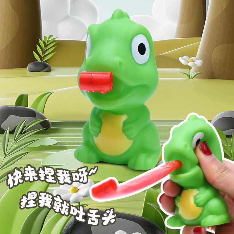 Funny Dinosaur Pinch Toy with Frog Tongue Music Sound Stress Relief Children Gift Children Toys Animal Toys