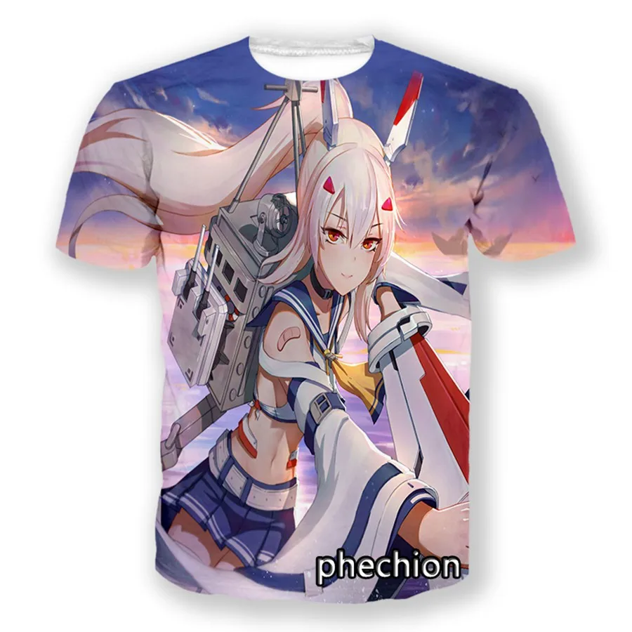 phechion New Fashion Men/Women Azur Lane 3D Print Short Sleeve T-Shirt Casual Hip Hop Summer T Shirt Tops S132