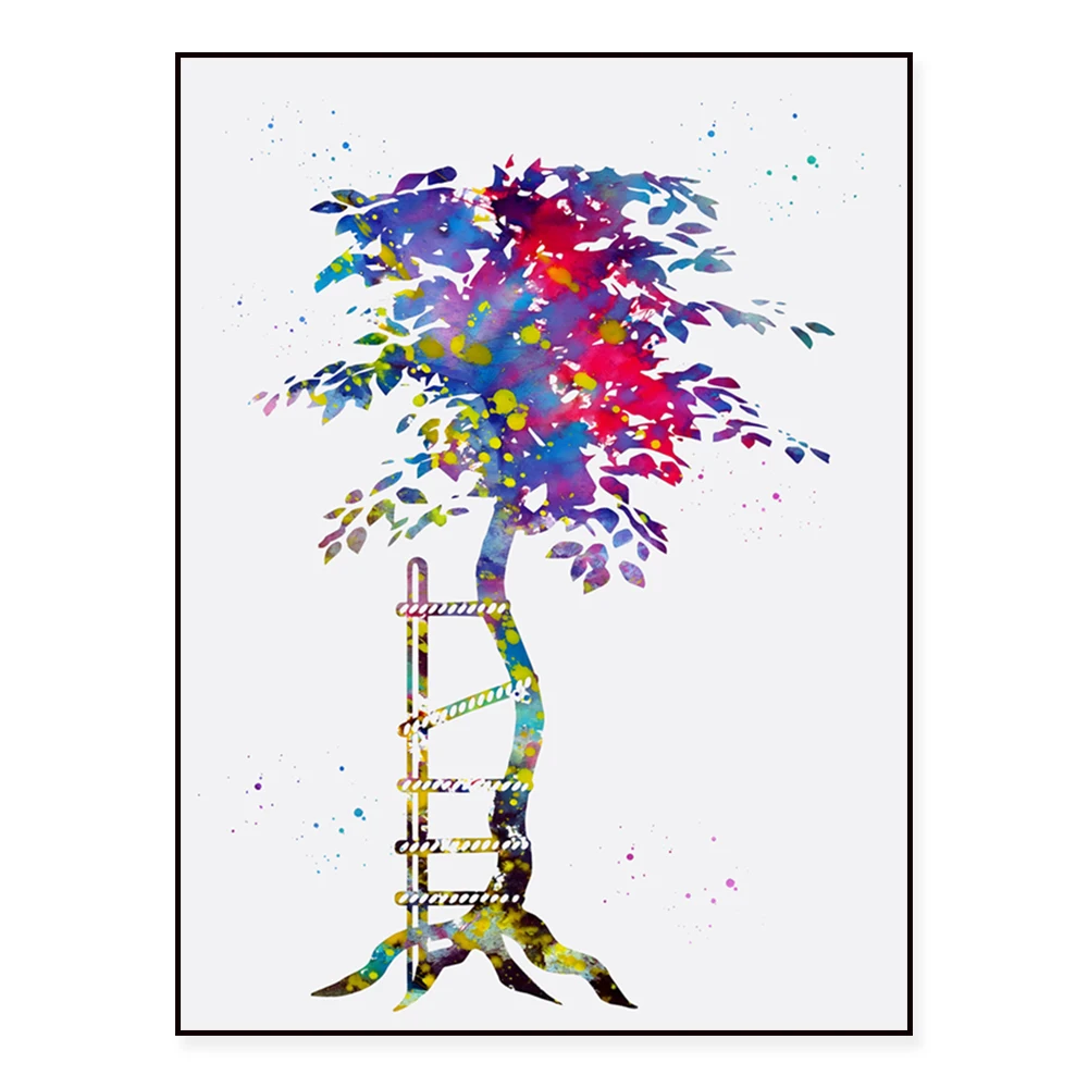 Orthopedic Surgery Biology Crooked Tree Symbol Medical Watercolor Canvas Print Poster - Healthcare Professional Decor