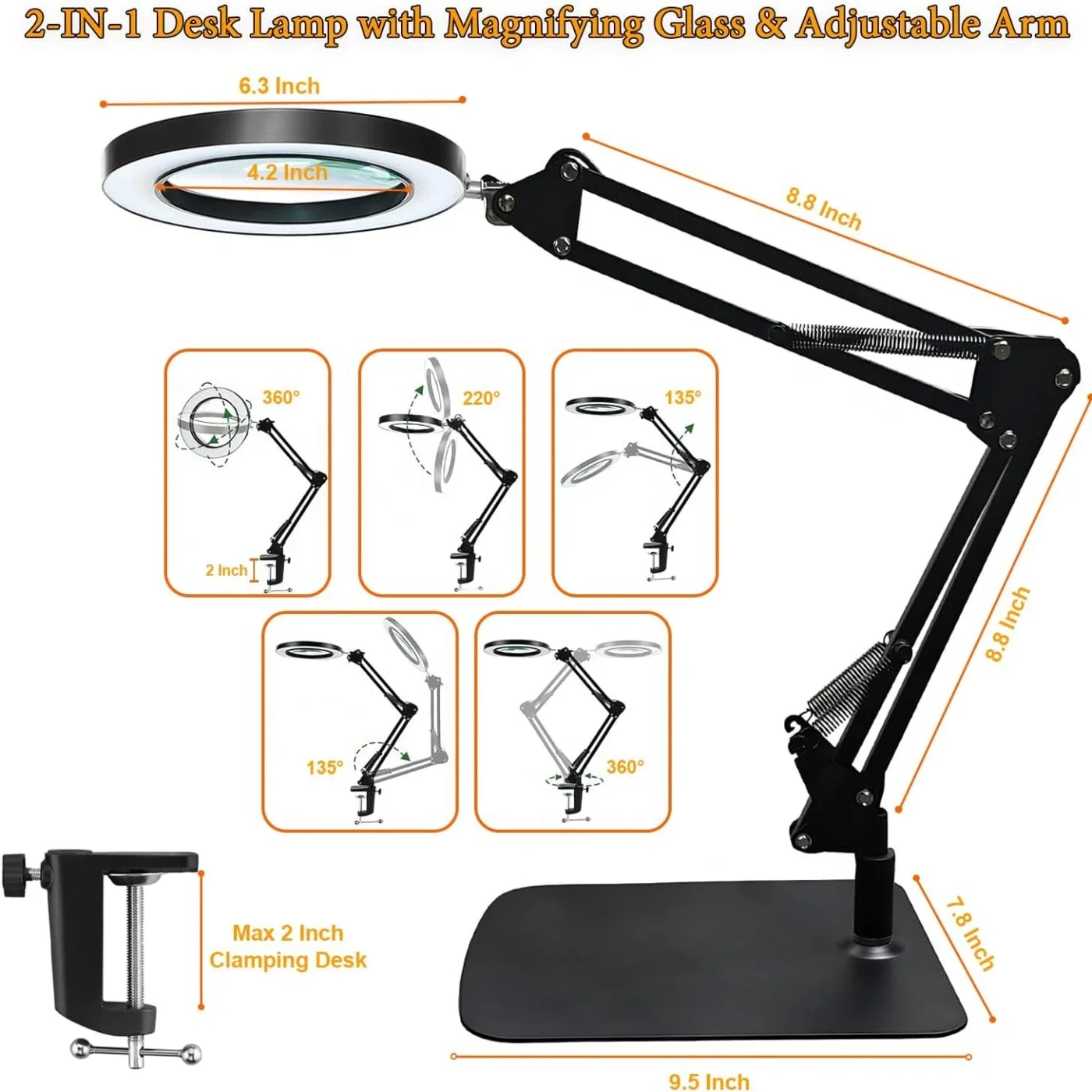 

Складная портативная лампа с увеличительным стеклом, защита глаз, обучающая настольная лампа для чтения, ремонт макияжа, красоты, дизайна ногтей, рабочая лампа