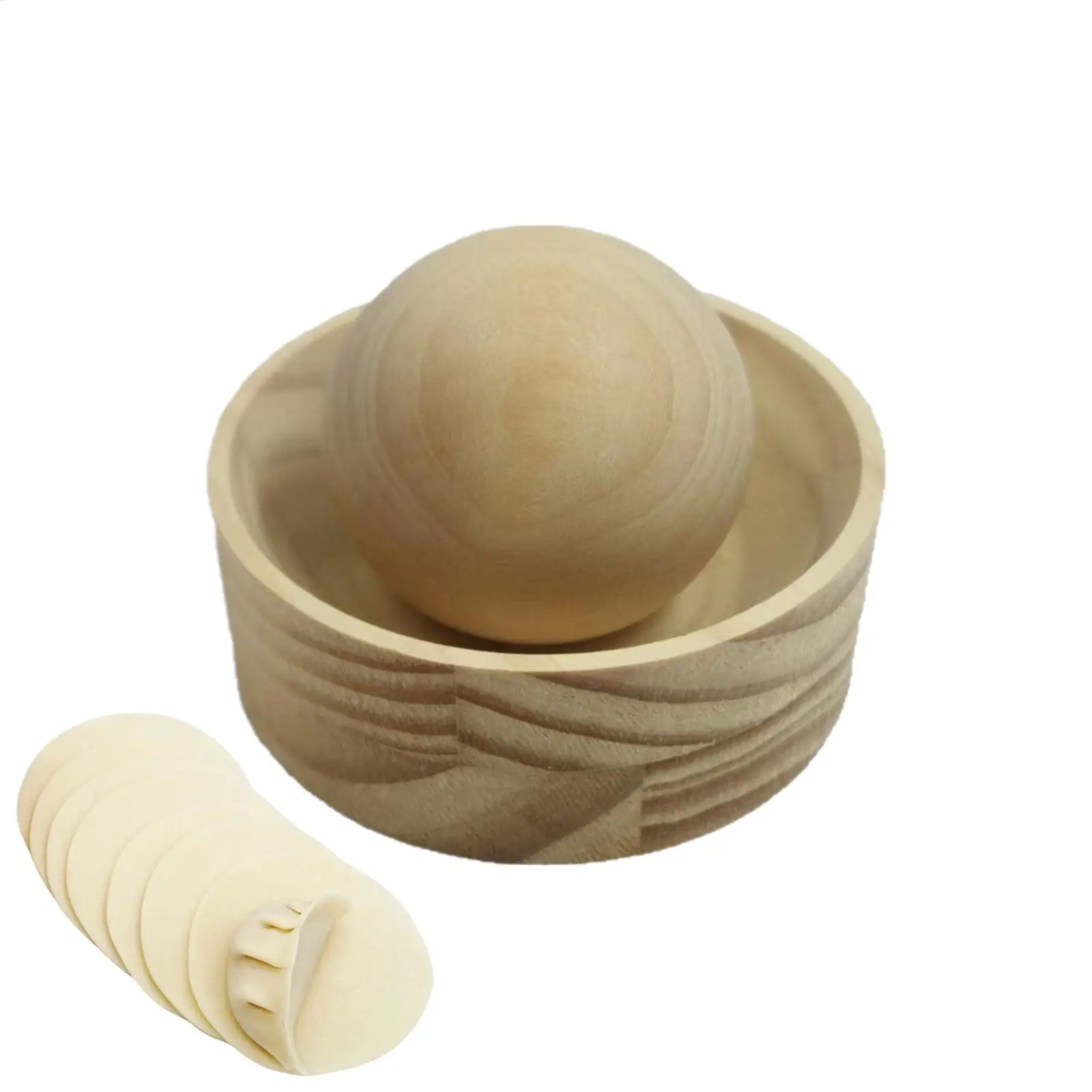 Wood Dumpling Maker Press Tool Wood Mold And Ball Manual Dough Skin Presser Hand Pie Rolling Tool for Dumpling Wrapper Pie Home