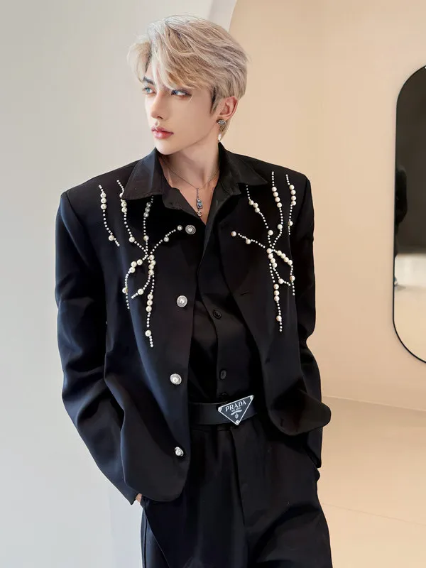 

Мужской костюм TANGZ Studio: модный городской стиль, с подплечниками, крутой дизайн, длинный рукав, повседневная одежда