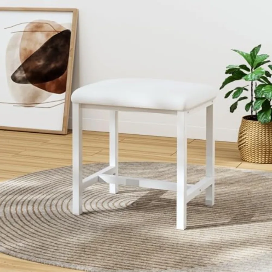 

Small Vanity Stool, Cute Vanity Stools with Cushion, White Makeup Vanity Chair for Small Spaces, Living Room, Bedroom, Bathroom