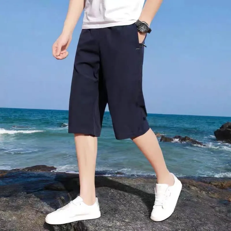 Summer Thin Casual Pants, Men's Ice Silk Pants, Breathable Trend, Fashionable Casual Capris