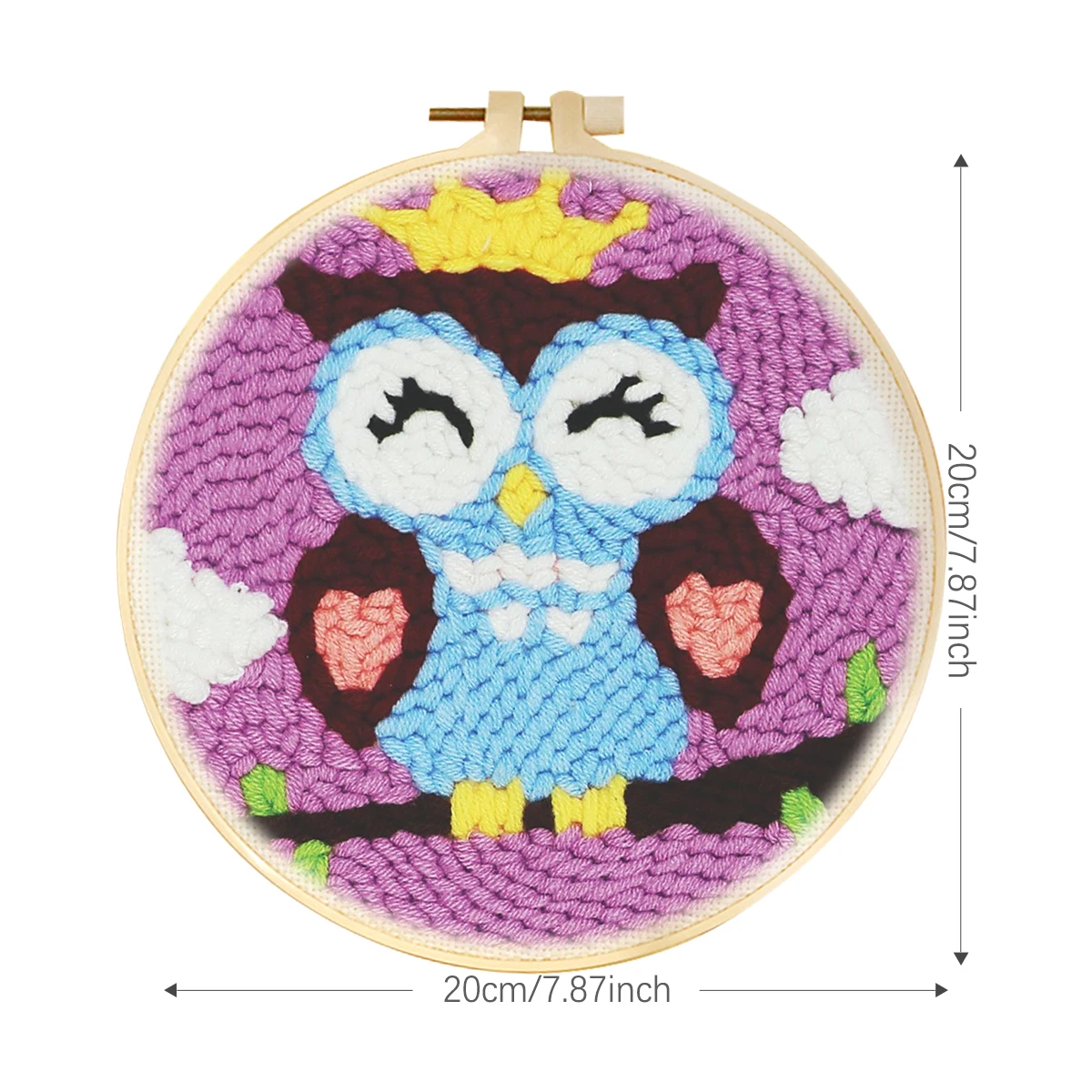 Ruopoty 1 Set Owl Animals Pattern Punch Needle Embroidery Kits Easy To Use Diy Tools Set Starter Kit 20x20cm/7.87x7.87inch