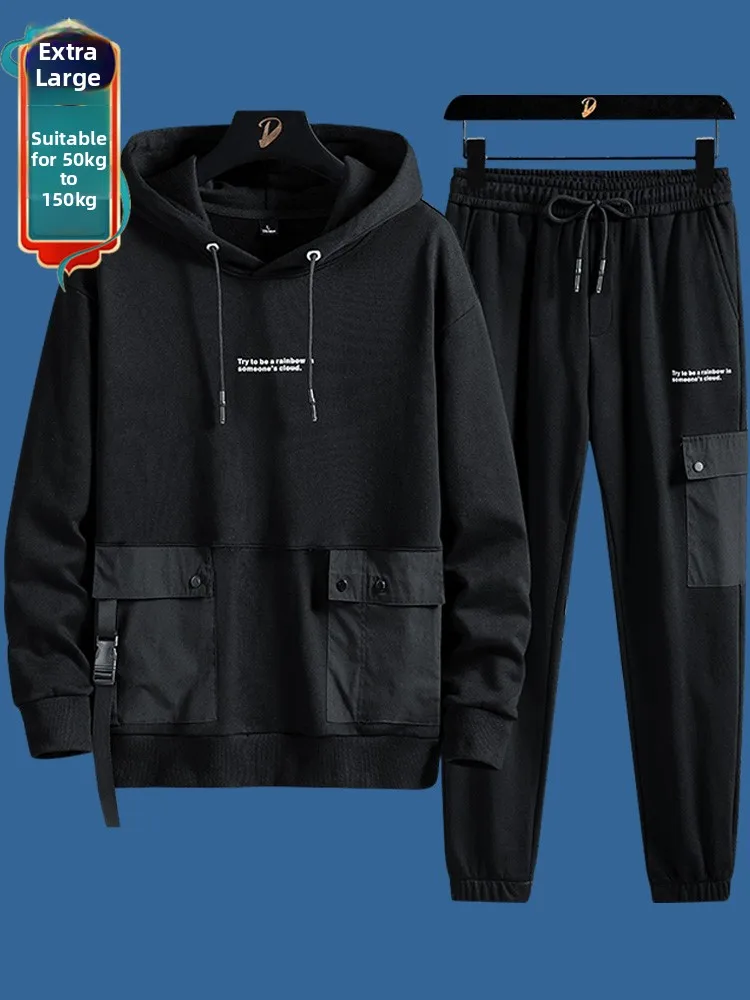 

Trendy plus Size Men's Casual Sportswear Set Loose Fit Comfortable Long Sve Sweatirt And Pants Two Piece Set for Big Sizes