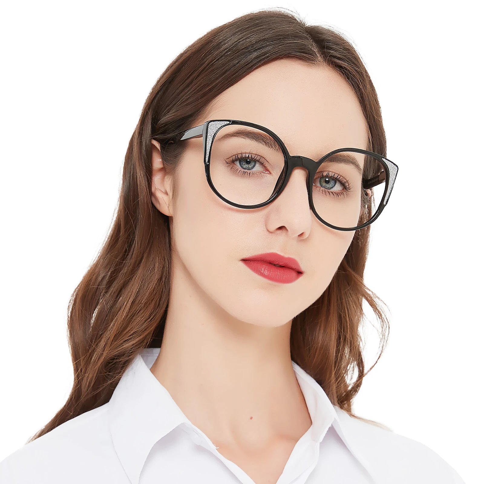 

OCCI CHIAR Oversized Reading Glasses Women Extra Large Reader Frame Reading Cat Eye Glasses Glitter Fashion Brand Design Eyewear