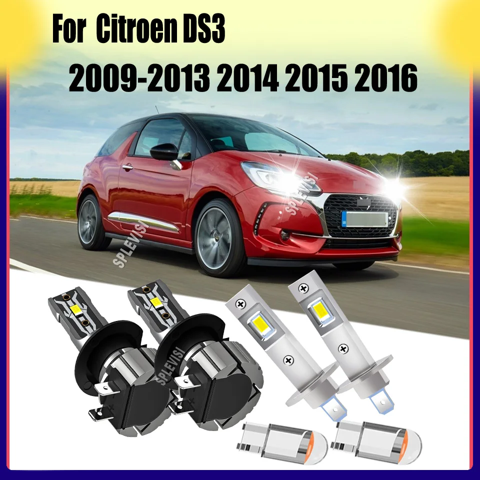 H1 H7 LED المصابيح الأمامية عالية منخفضة شعاع 9-16 فولت مقاومة للتآكل والغبار لسيتروين DS3 2009 2010 2011 2012 2013 2014 2015 2016