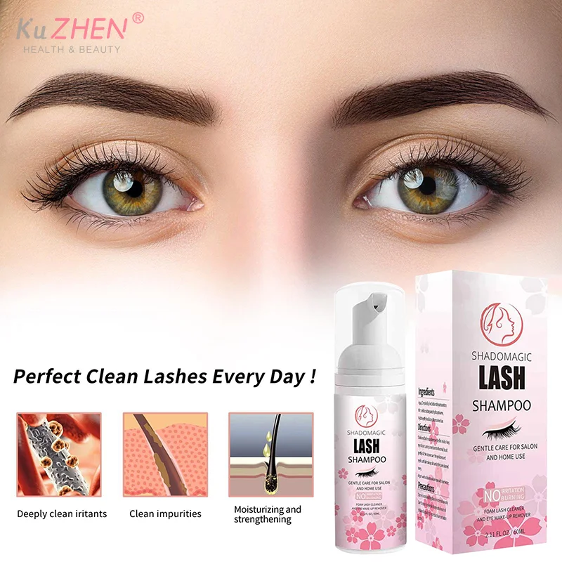 Lash Foam Cleanser 60ML Fast Cleaning Eyelash Shampoo Mascara Wand Dirt Oil Removal Gentle Formula For Salon and Home  Make Up