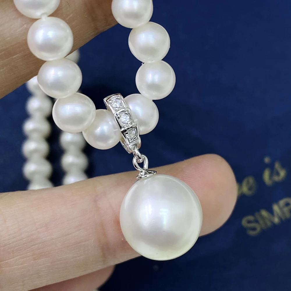 5 قطعة إكسسوارات اللؤلؤ ذاتية الصنع 925 قلادة فضية حامل فارغ ، قلادة على شكل ثعبان من الذهب والفضة ، مع شريط دائري 10-15 مللي متر