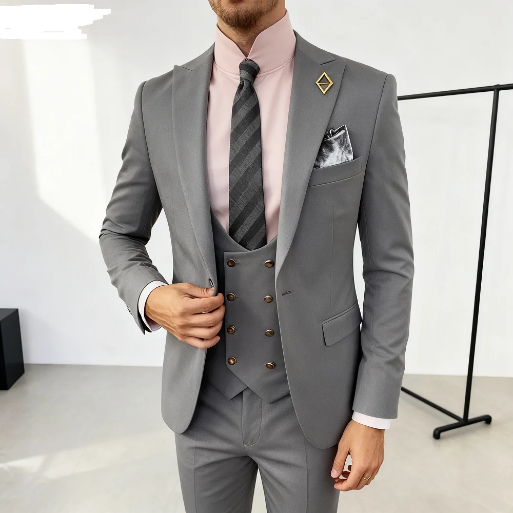 

Мужской облегающий комплект из 3 предметов Terno, классический элегантный формальный свадебный пиджак, пальто, жилет, брюки, ансамбль для жениха