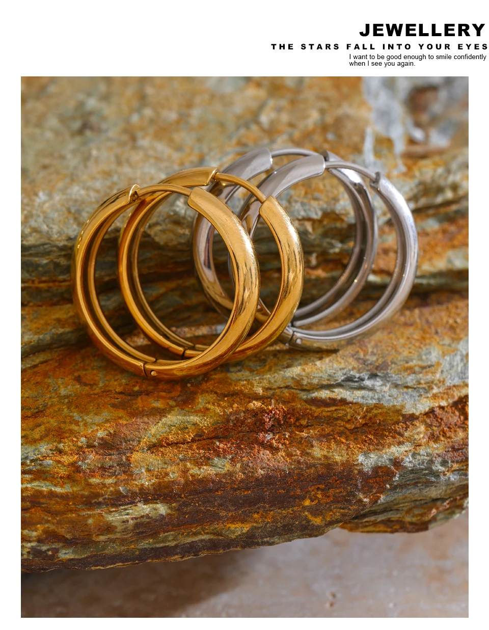 Yhpup 13/17/22 mm runde tägliche Creolen aus Edelstahl für Unisex, Herren und Damen, hochwertiger, vielseitiger Schmuck, wasserdicht, Japan – Detail 14