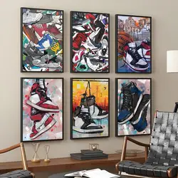 Graffiti Sneakers Vintage Posters Sticky Retro Kraft Paper Sticker DIY Room Bar Cafe Stickers Wall Painting Decor