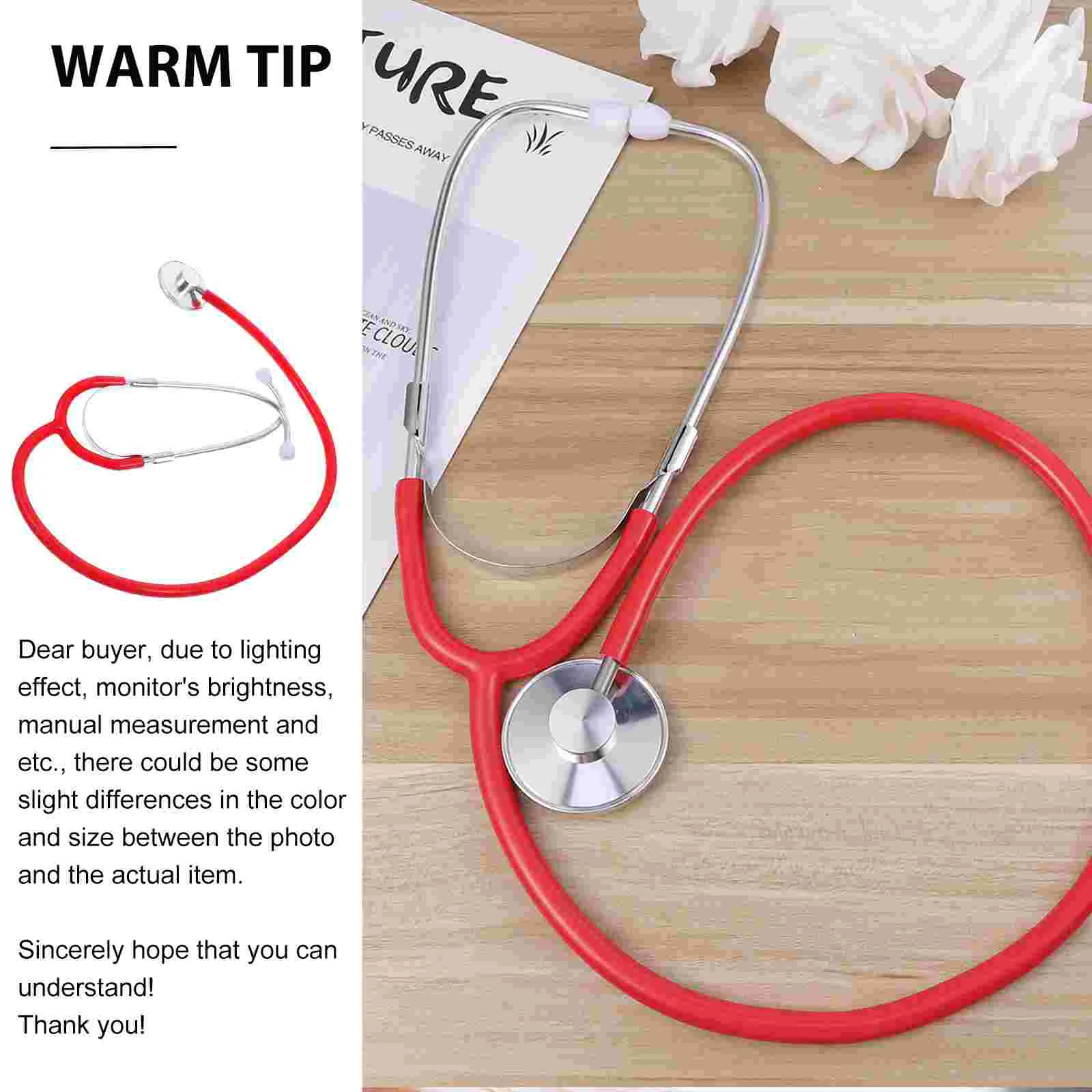 Toy Kids Medical Toys Earth Tones Stethoscope for Playing Red Children Simulation Work