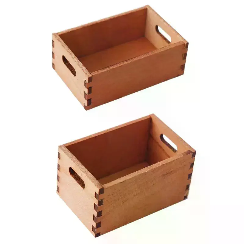 1/12 Dollhouse Mini Wooden Storage Basket Dollhouse Simulation Furniture Model Dolls House Micro Scene Decor Accessories