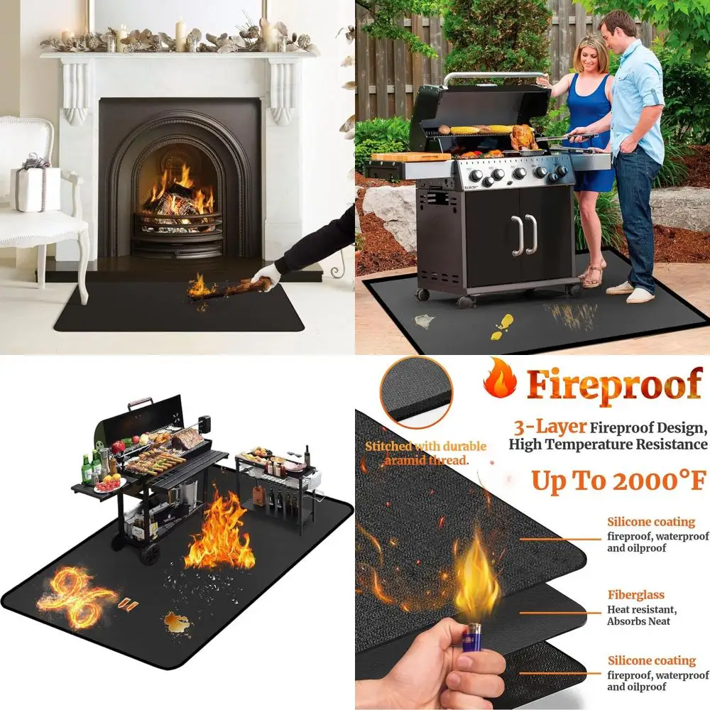 

Двусторонний коврик для гриля - водонепроницаемый, маслостойкий, для приготовления на открытом воздухе и защиты террасы