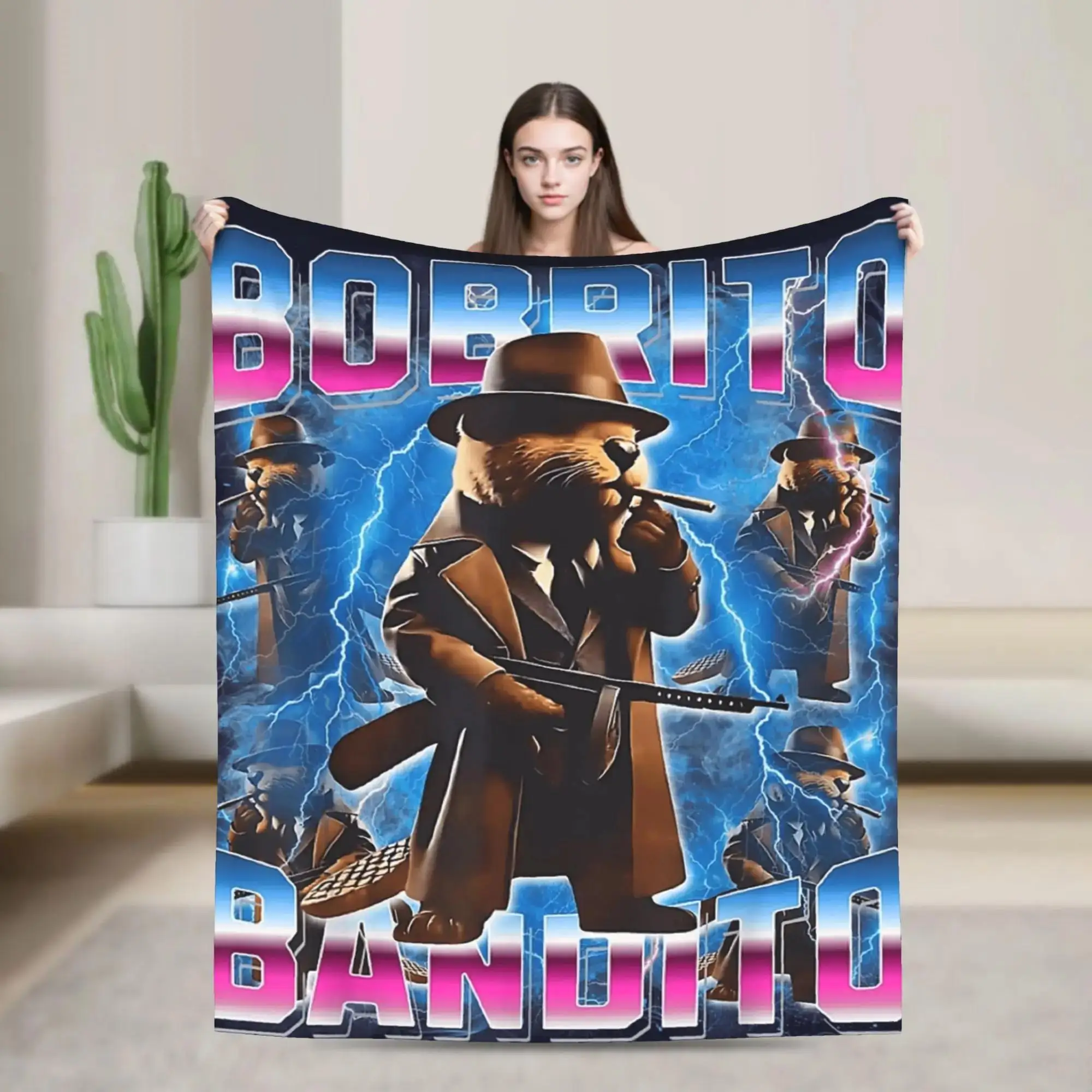 

Итальянское одеяло-плед Brainrot Bobrito Bandito: Мягкое, теплое, для зимы, для дивана, кровати, забавное покрывало для девочек и мальчиков