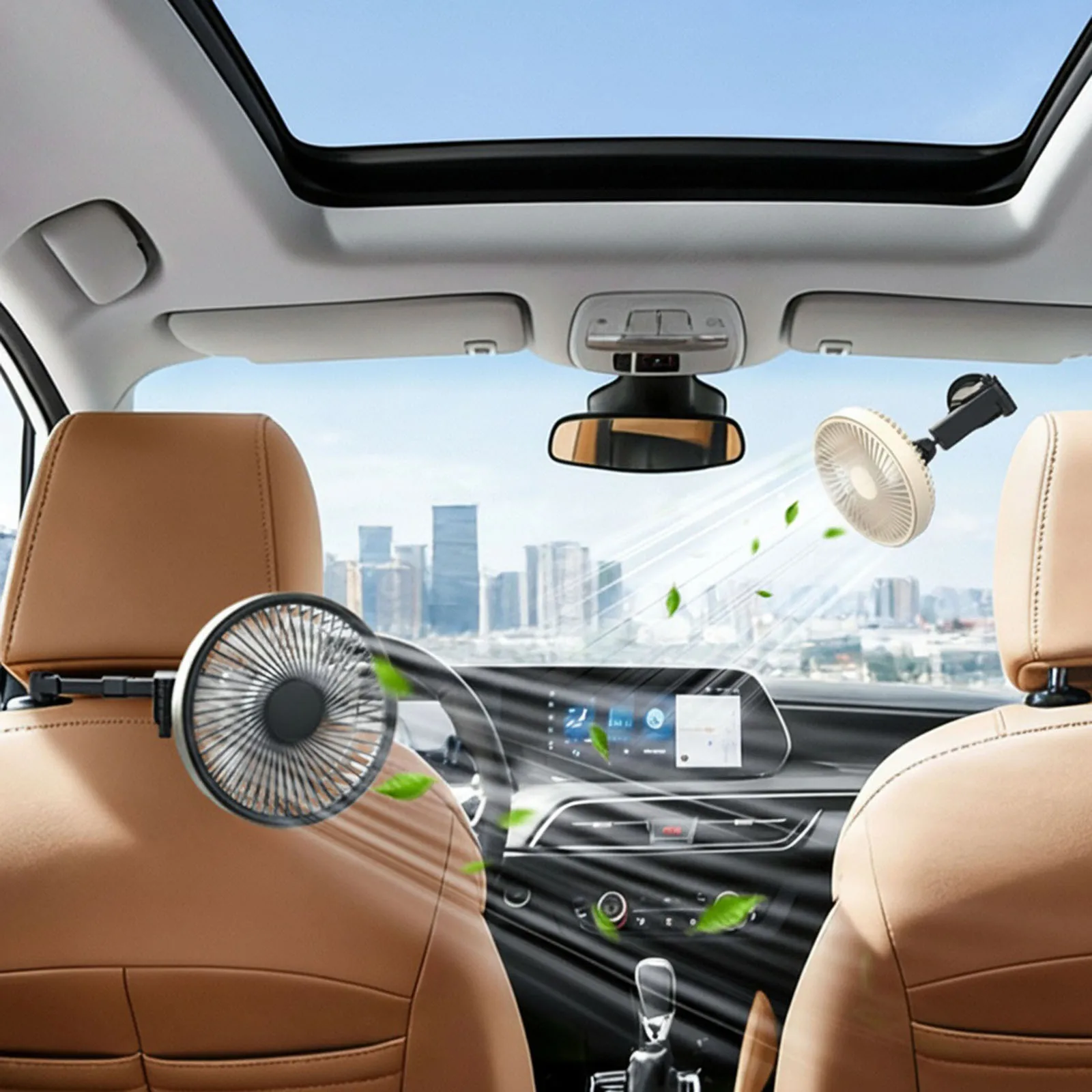

Rechargeable Car Cooling Fan 3 Speeds and 300 Degree Adjustable Vehicle Rear Headrest Fan for Universal Cars SUV Sedan Trucks