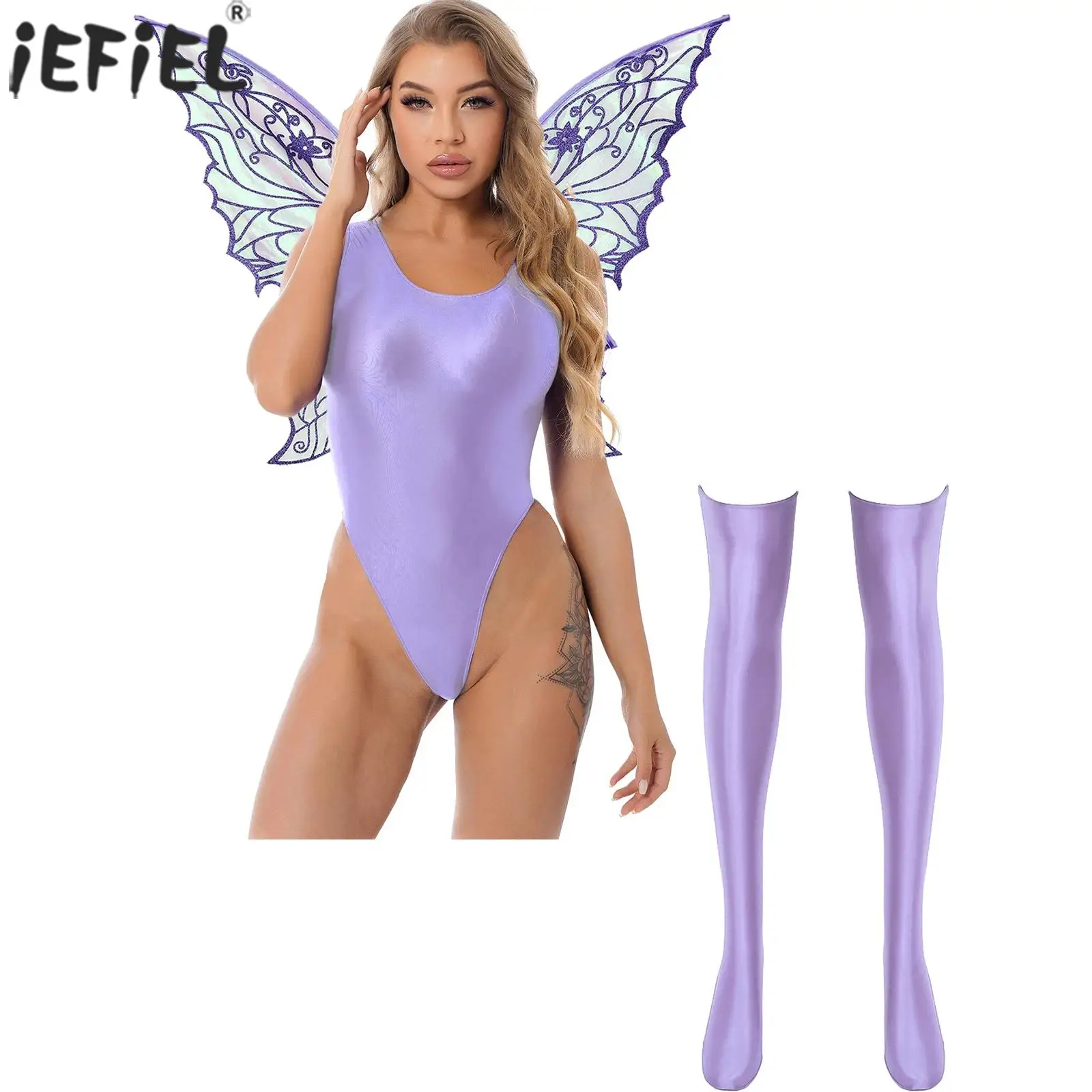 

Нижнее белье Фея Эльф Анни Костюмы для ролевых игр Сексуальное женское боди с высоким вырезом и плотными крыльями бабочки Веселые ночные комплекты