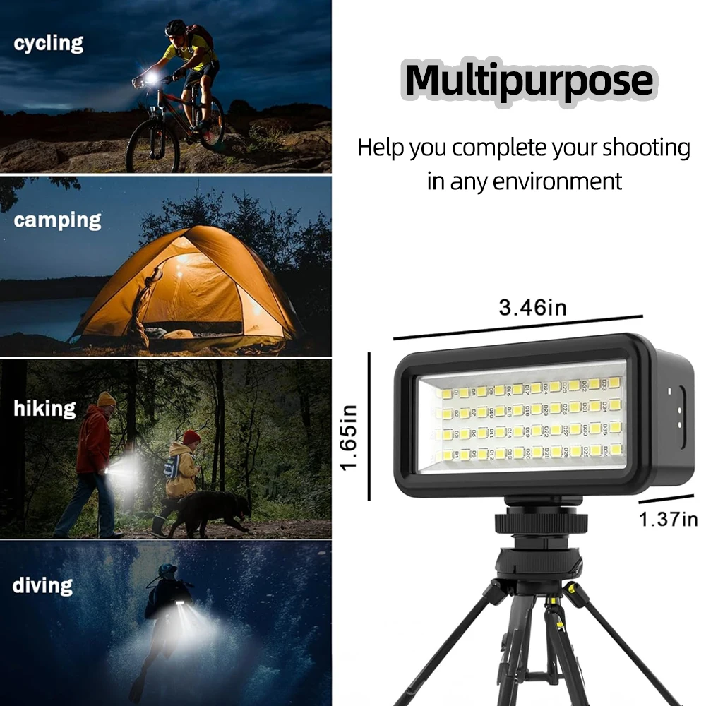 For GoPro Diving Light Fill Light Waterproof LED Light Night Light For GoPro Hero 13 12 11 10 9 DJI Action 4 3 Insta360 X4 X3