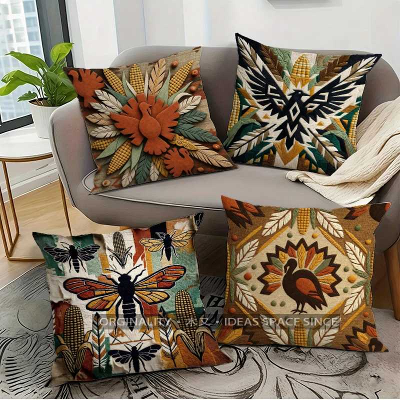Southwestern Tribal Print Pillow Covers Pattern Cushion Cover Suitable for Sofa Bedroom Car Pillow Cover
