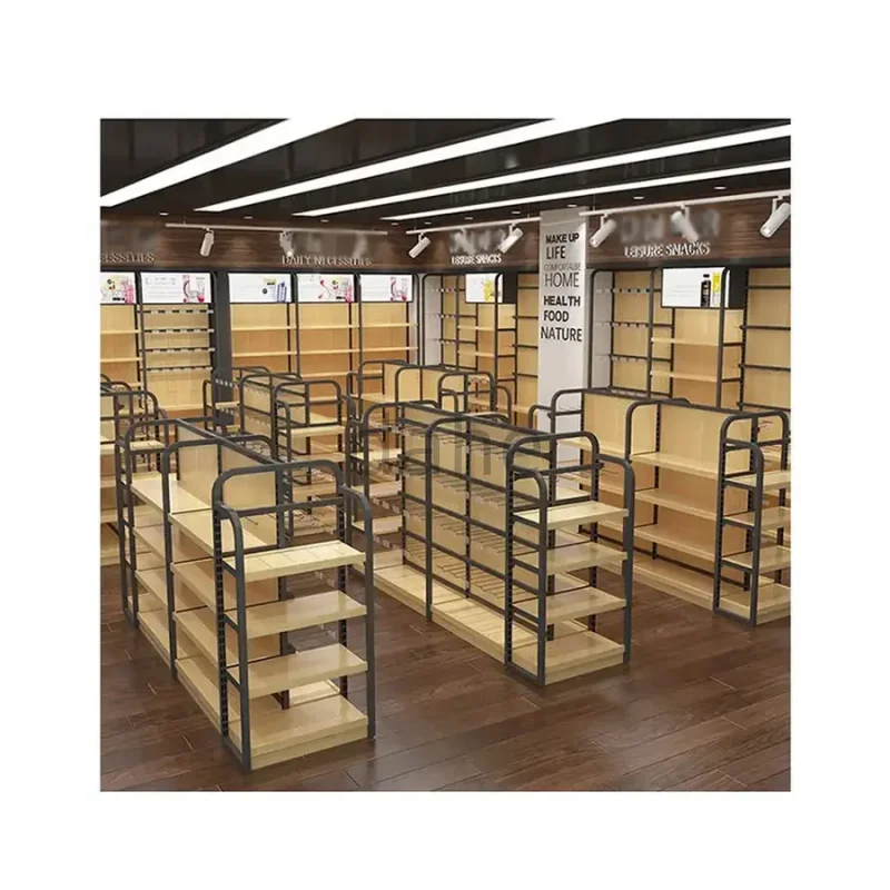 custom.single-sided display supermarket shelves convenience store storage stacking racks shelves