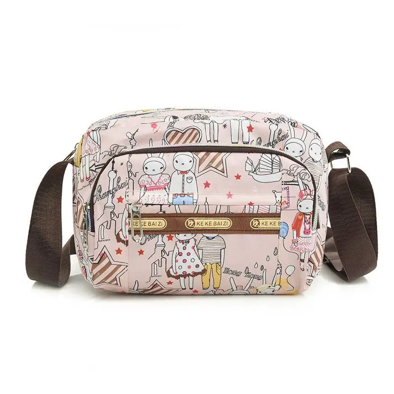 White Green Blue Candy Flower Zoo Cute Cartoon Rabbit Pink Shoulder Bag Lightweight Nylon Large Capacity Casual Crossbody Girls