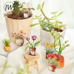 JIANWU Small Potted Plant Series Vintage Flower Landscaping Material Collage PET Sticker Creative DIY Journal Stationery