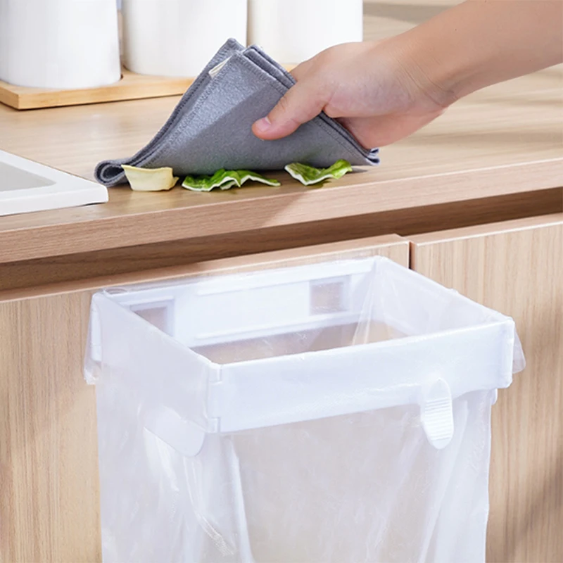 Hanging Trash Bag Holder Foldable Garbage Bag Hanging Rack Home Kitchen Bathroom Portable Storage Rack