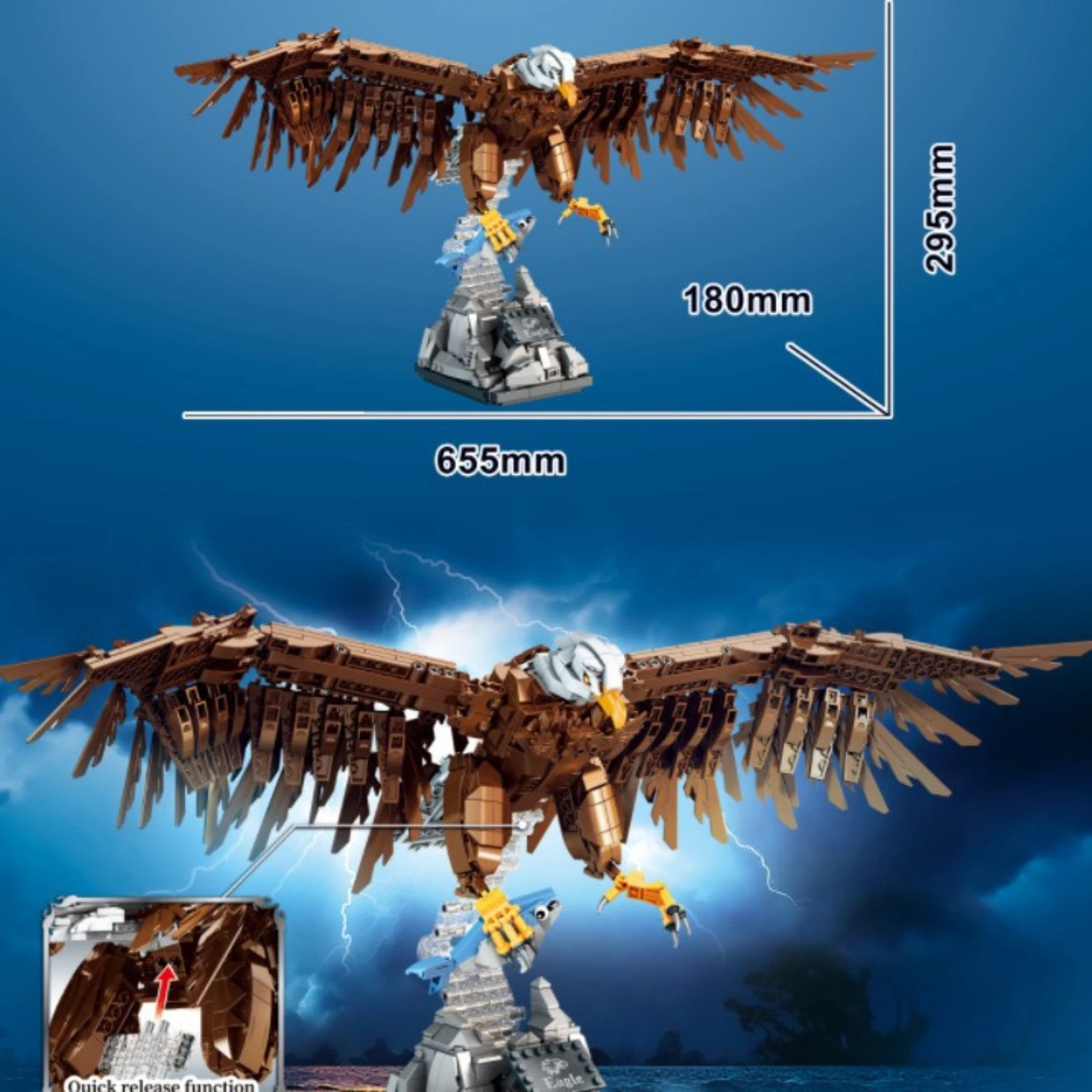 DK 7079 1214pcs Águia com Base Raptor Kit de Blocos de Construção de Modelo Animal