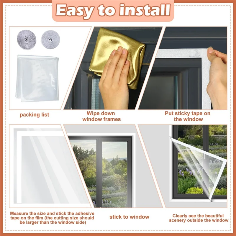 

Window Plastic Insulation Kit With Adhesive Straps Winter Reusable Window Plastic For Winterizing A