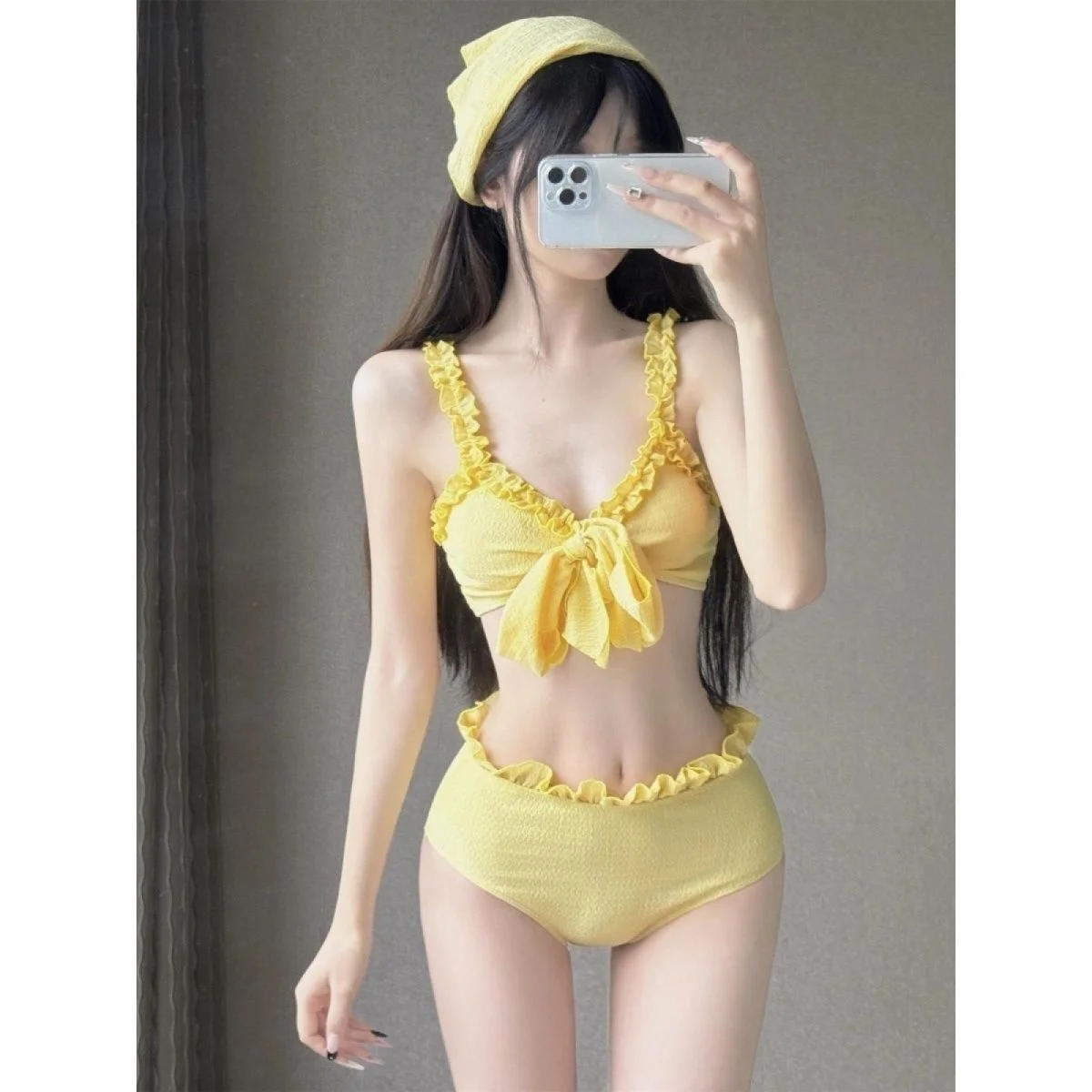 

Japanese Sweet and Cute Style Little Fresh Spicy Girl High Waist Split Bikini Hot Spring Vacation Folded Edge Women's Bikini