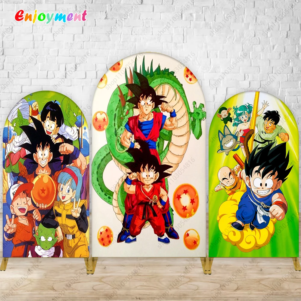 

Dragonn Ball theme Arch Backdrop Cover for Boys Birthday Party Supplies Decors Super Saiyan Baby Shower Banner Wall Studio Prop