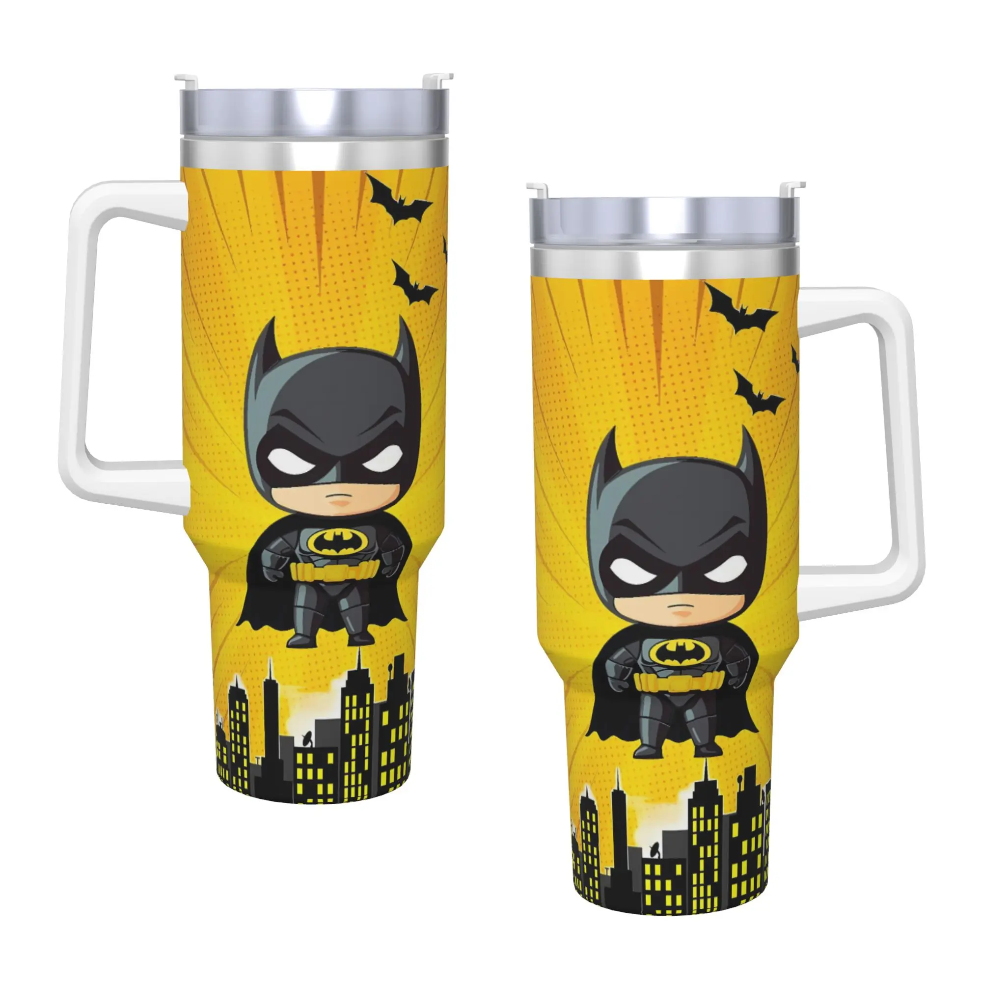 Stainless Steel Tumbler B-Batmans Cartoon Mugs Cup With Straws 3D Print Hot Drinks Water Bottle Large Capacity Thermal Mug view 2