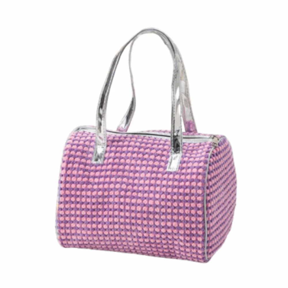 

Portable Women's Handbag Plaid Pattern Double Handle Travel Makeup Bag Soft Large Capacity Casual Cosmetic Pouch Home